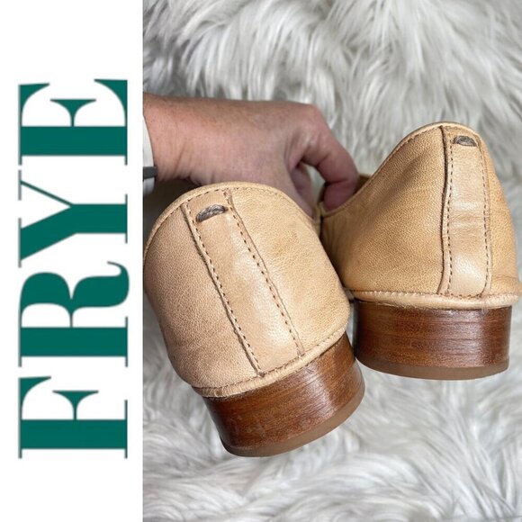 FRYE Ashley Italian Leather Minimalist Loafers Low Heel Slip On Almond Toe, 10 - Picture 7 of 11